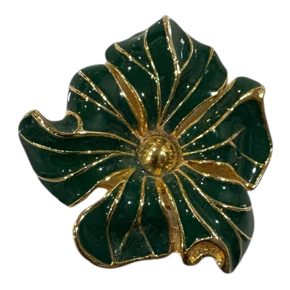 Elegant Green and Gold Floral Brooch